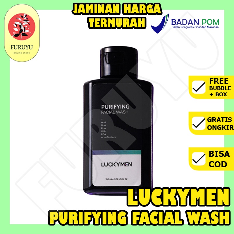 Sabun Muka Menyembuhkan Mencegah Membersihkan mengurangi Meredakan jerawat kemerahan Iritasi Minyak belebih Kotoran Noda Pori Pori Kulit Wajah Luckymen Purifying Facial Wash Skincare pria Ampuh Original BPOM