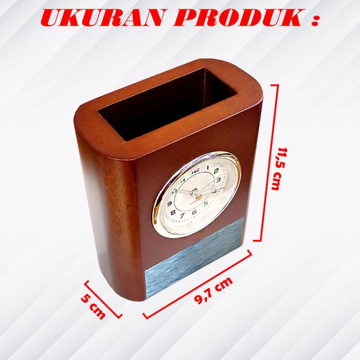 

Tempat Pulpen Pen Holder Kayu Wadah Pen Jam Meja Souvenir Jam Analog