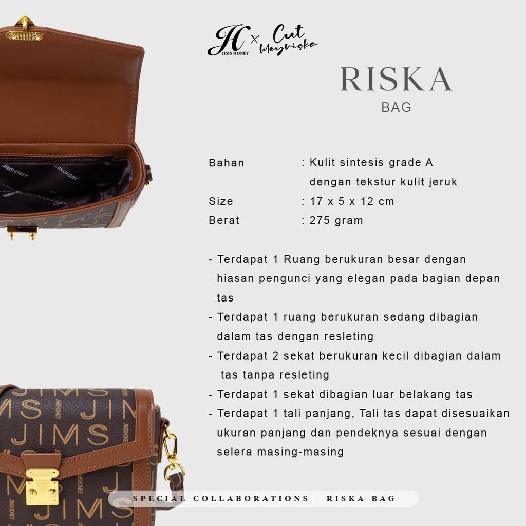 Jims Honey Riska Bag JH X Cut Meyriska Tas Selempang Clutch Wanita Kekinian Import