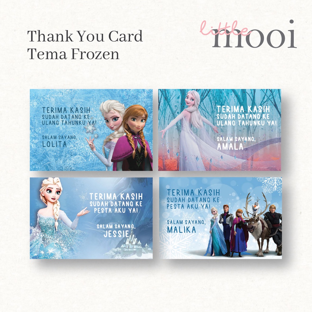 KARTU UCAPAN TERIMA KASIH TEMA FROZEN (ULANG TAHUN ANAK) / THANK YOU CARD / BIRTHDAY CARD