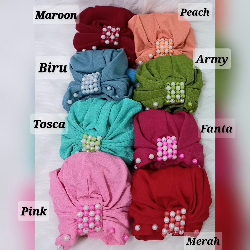 Turban Bayi Mutiara Anting Pompom / Ciput Anak Perempuan Aksesories Bayi