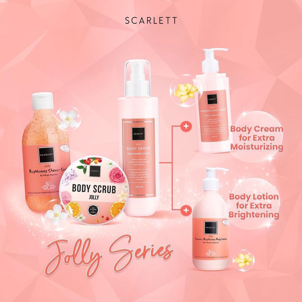 READY ! SCARLETT JOLLY SERIES - JOLLY BODY LOTION/BODY CREAM/BODY SERUM/LULUR/SABUN SHOWER SCRUB SCARLETT