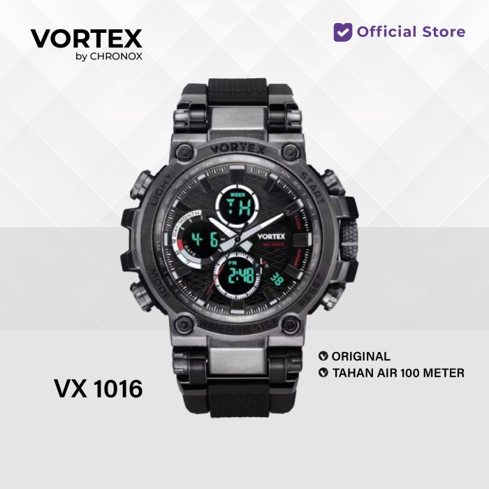 Jam Tangan Pria Anti Air Vortex By Chronox Vx1016 Sporty Pria Analog Digital Hitam V8Q9 Jam premium 