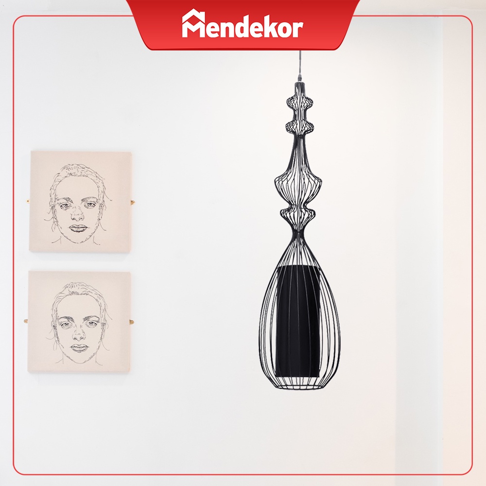 Kap lampu gantung hias industrial hitam minimalis besar panjang | MENDEKOR Witau