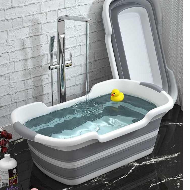 ♦ BATHE PROJECT Bak Mandi Bayi Lipat Baby Bathtub 60 x 40CM ZD009 [Gray] ✈