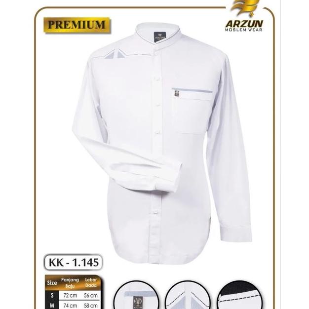 Terbaru Koko Putih Lengan Pendek Lengan Panjang Zipper, Koko Pria Moderen Arzun Putih Pendek Panjang