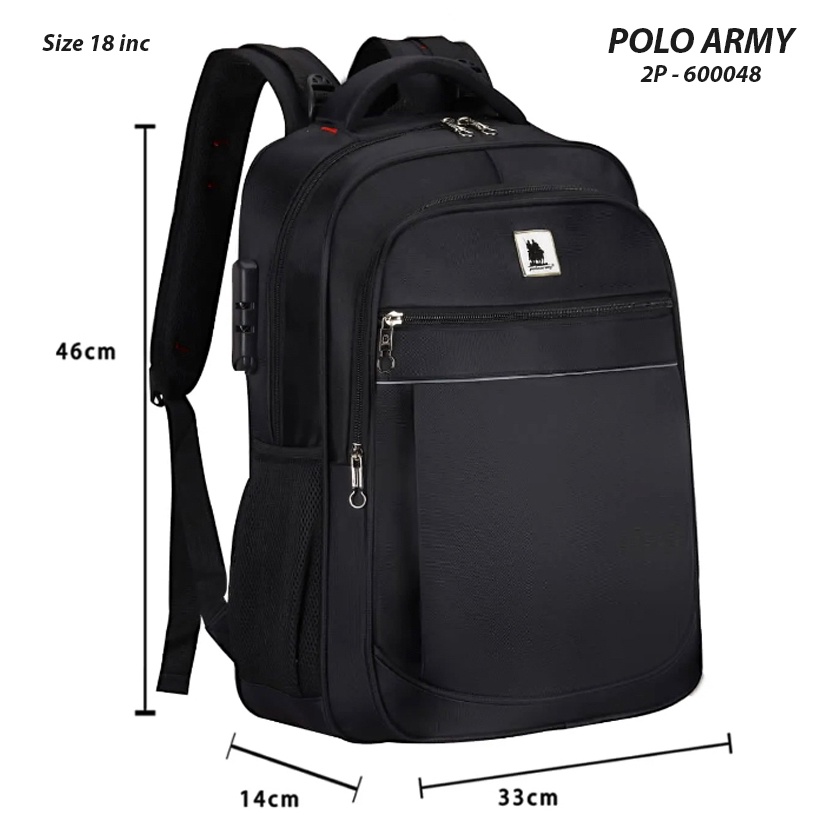 PL Power Tas Pria Ransel Laptop Import USB Port Tas Punggung Pria Ransel Polo Import Expanding USB