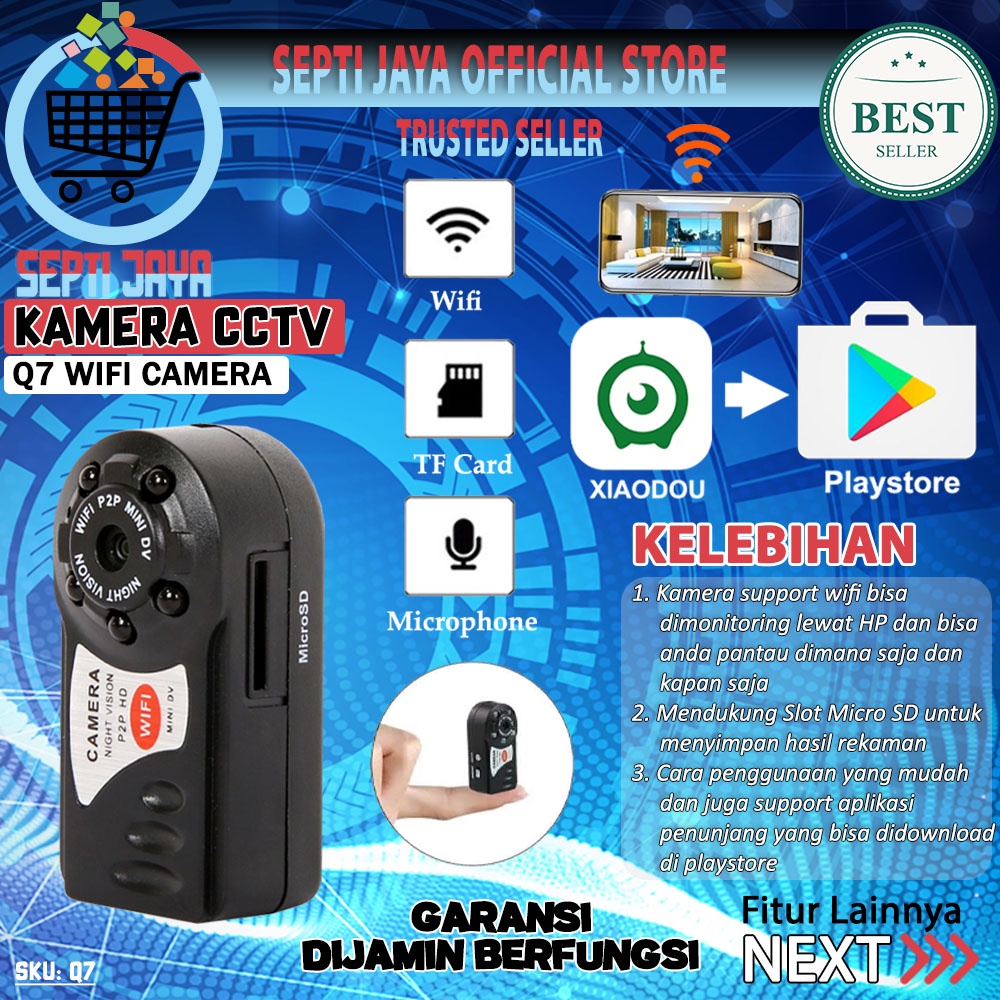 Spy IP Camera Mini DV DVR Wifi Q7 Kamera Full HD 1080P Camcorder Perekam Vidio Audio Take Poto APP P