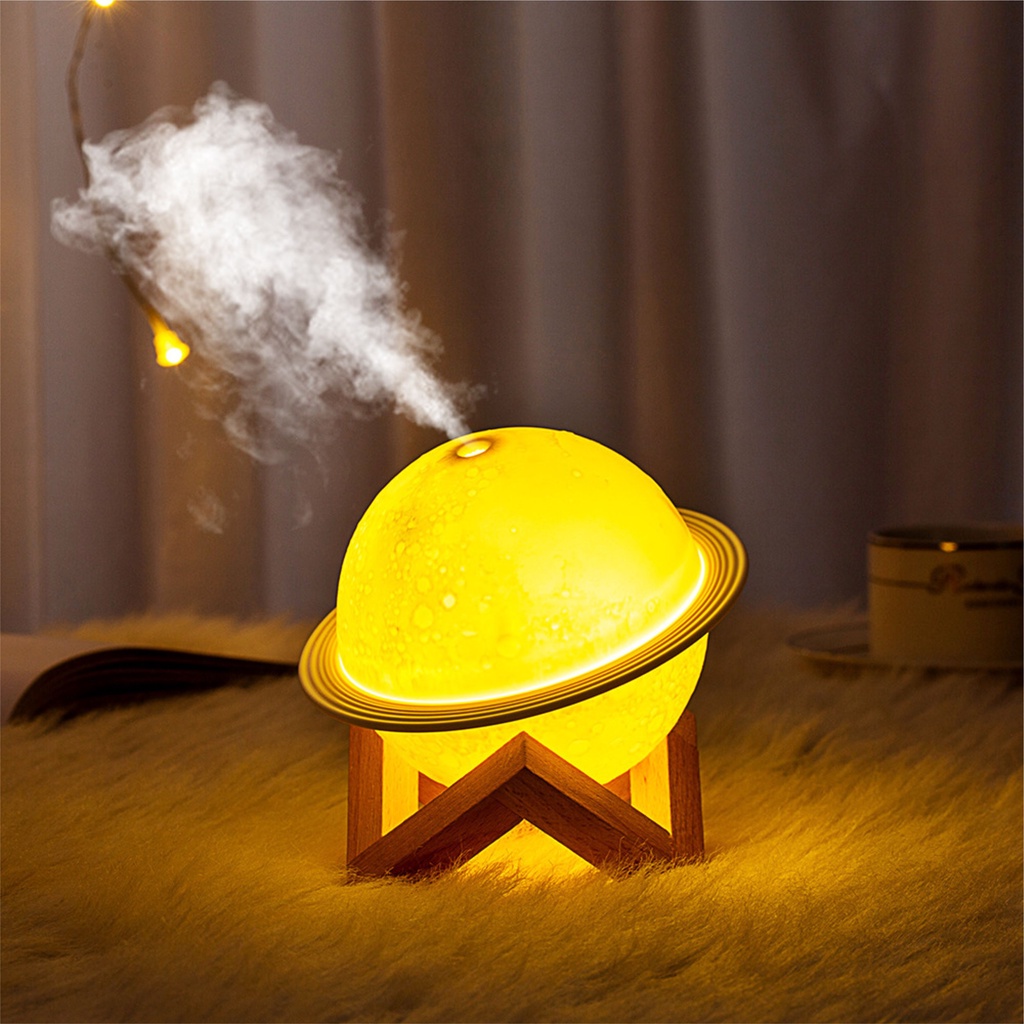 [ PAKET BUNDLING ] Moi 200ML Humidifier Diffuser Air Purifier Aromaterapy | Beautiful Night Light Planet