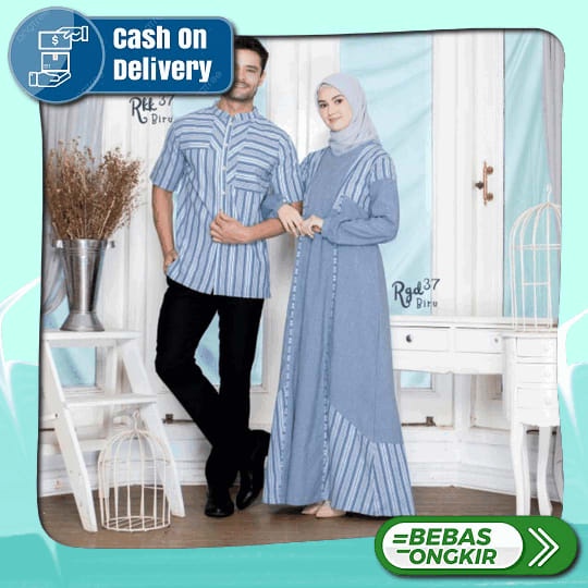 Ethica | Baju Couple Pasangan Lebaran 2023 Elfa Couple 164 Broken White Gamis Couple Lebaran Baju Ca