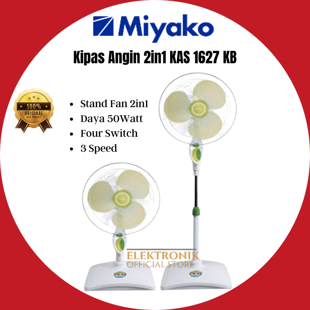 MIYAKO KIPAS ANGIN KAS 1627KB STAND FAN/KAS1627/KAS 1627/KAS-1627KB/KIPAS ANGIN BERDIRI/KIPAS ANGIN 