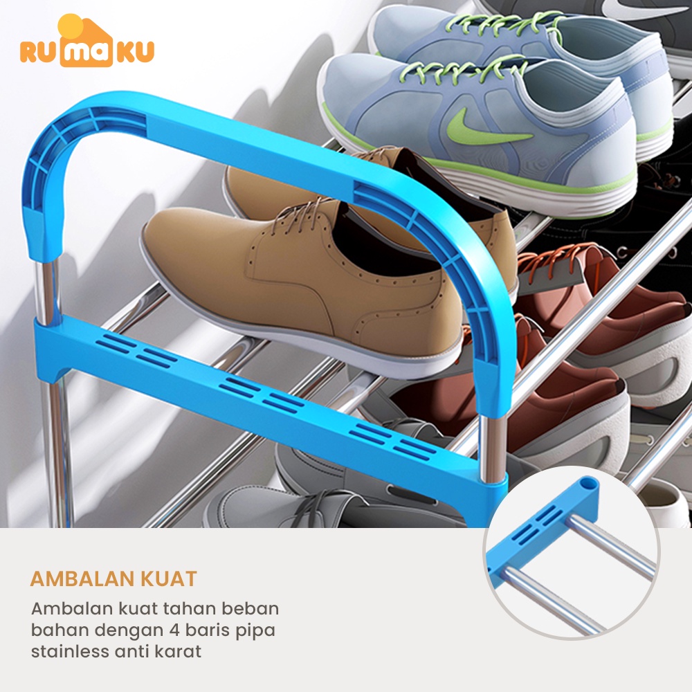 Rumaku Rak Sepatu Portable Serbaguna 4 dan 5 Tingkat Tempat Sepatu Sandal