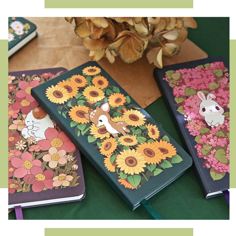 

Field of Flowers Slim Hardcover Grid Notebook