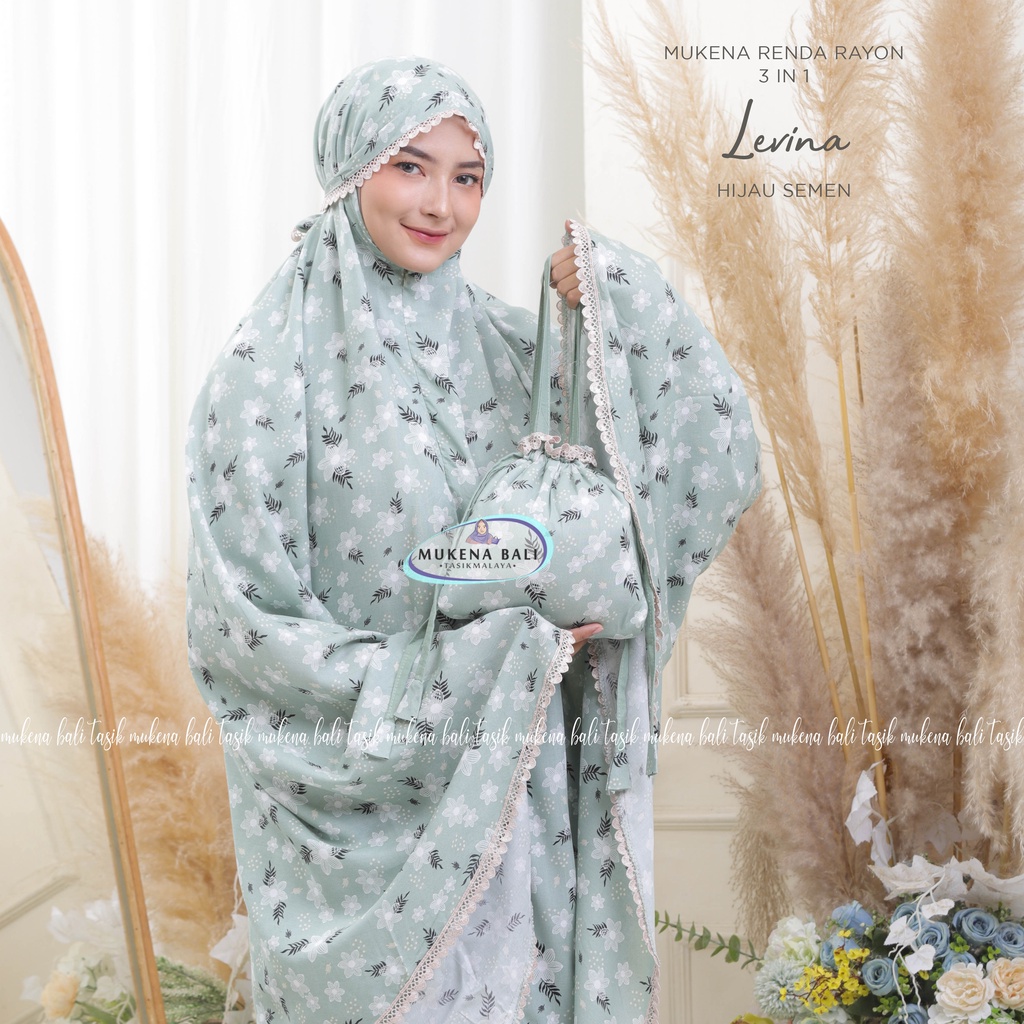 MUKENA BALI TASIK - MUKENA RENDA RAYON DEWASA 3 IN 1 LEVINA