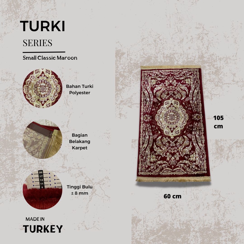 Karpet Turki Import Permadani 60x105  Small Classic Maroon Karpet Import Turki