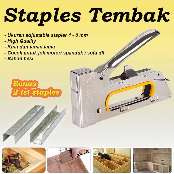 Alat Staples Tembak Stapler Tembak Guntacker Kayu Jok Kulit Motor Kuat Steples Hekter - Steples Gun Tembak Jok Kulit Motor / Gun Tacker 4-6-8mm