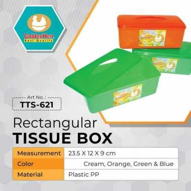 Tempat Tisu Segi L Persegi Panjang TTS-621 Wadah Kotak Tisu Plastik Rectangular Tissue Box - Golden Hen GH