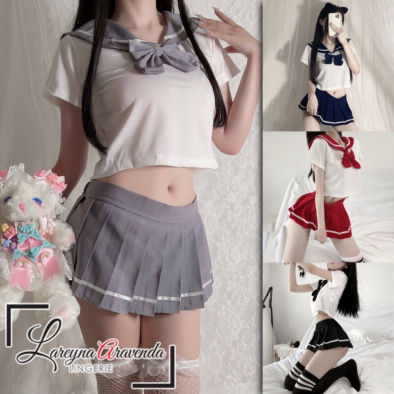 Lareyna Aravenda Set Baju Lingerie Jumbo Fit M-XXL Model Cosplay Seragam Jepang LG213