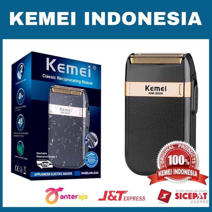KEMEI KM-2024 SHAVER WATERPROOF ALAT MESIN CUKUR JENGGOT KEMEI KM 2024