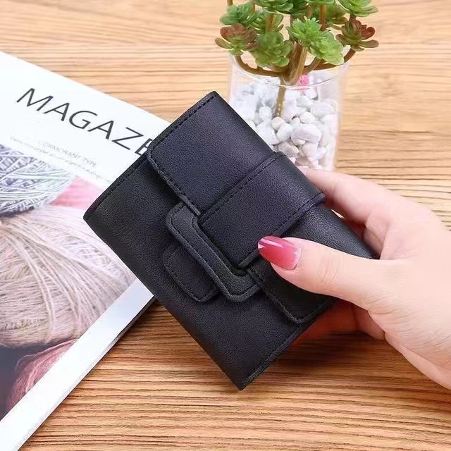 ASIN829 Dompet Lipat Wanita Dompet Kulit Impor Dompet Fashion Wanita 6018 Dompet Lipat Buckle Dompet Pendek