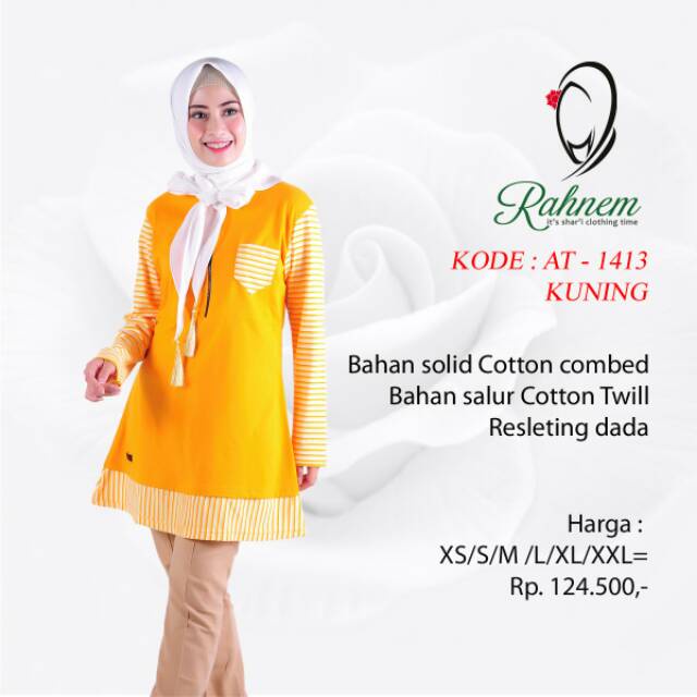 Atasan Wanita AT 1413 by Rahnem warna Kuning / ATASAN WANITA / BLOUSE WANITA / ATASAN MUSLIMAH / TUN
