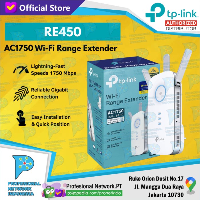 Terlaris Tp-Link Re450 Ac1750 Dual Band Wifi Range Extender