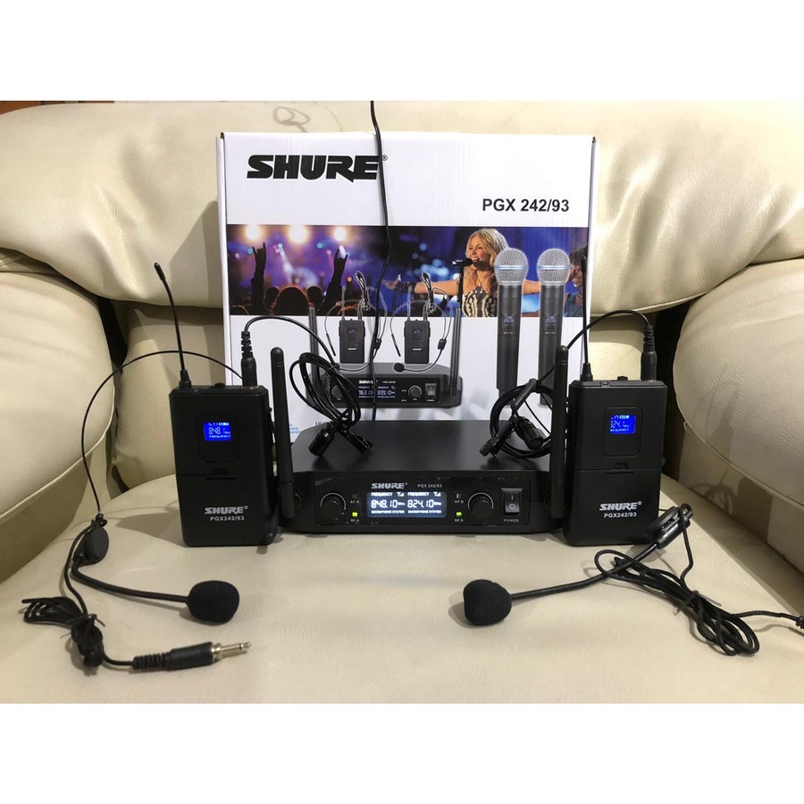 Mic Wireless Shure PGX242 pgx 242 Clip On Jepit dada & Bando headset Digital TERBAIK