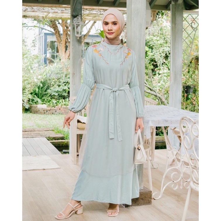 Myrubylicious AIRELE LONGDRESS | DRESS WANITA | DRESS RAYON | DRESS MOTIF BUNGA | DRESS BORDIR