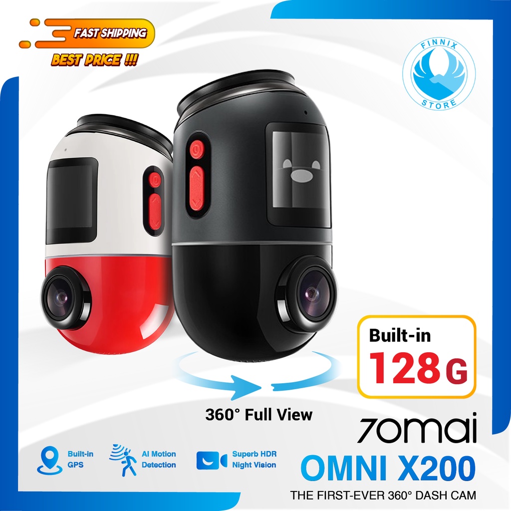 70mai Dash Cam Omni X200 4G Connect HD 1080P 360° Full View  FOV 140°