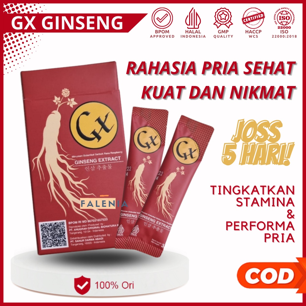 Minuman GX Ginseng Penambah Stamina Pria / Kuat Tahan Lama Bertenaga Tingkatkan Vitalitas Isi 5 Sach