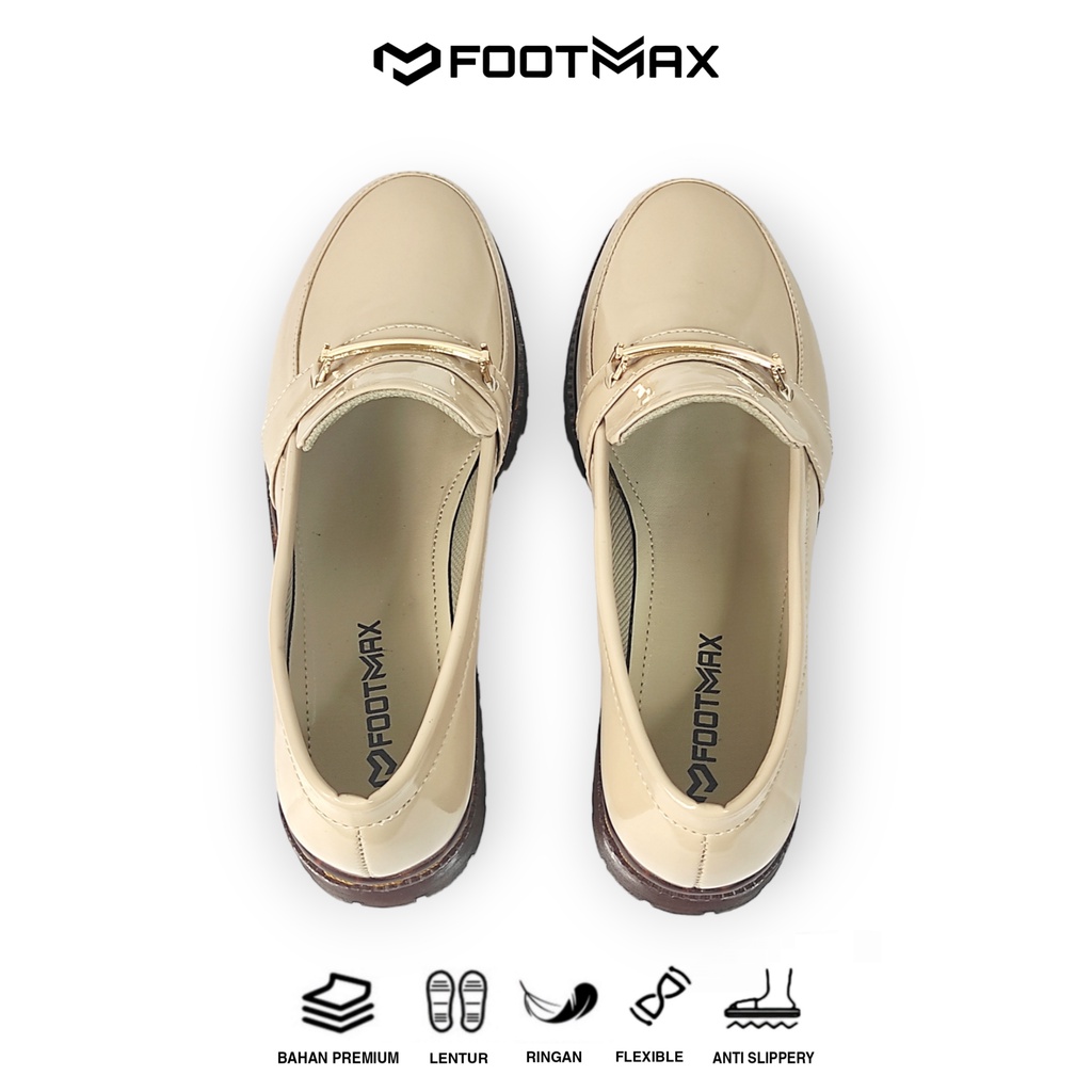 Sepatu Docmart Wanita Cream Kilap Sepatu Wanita Loafer Slip On Sepatu Kerja Wanita Casual Formal Termurah