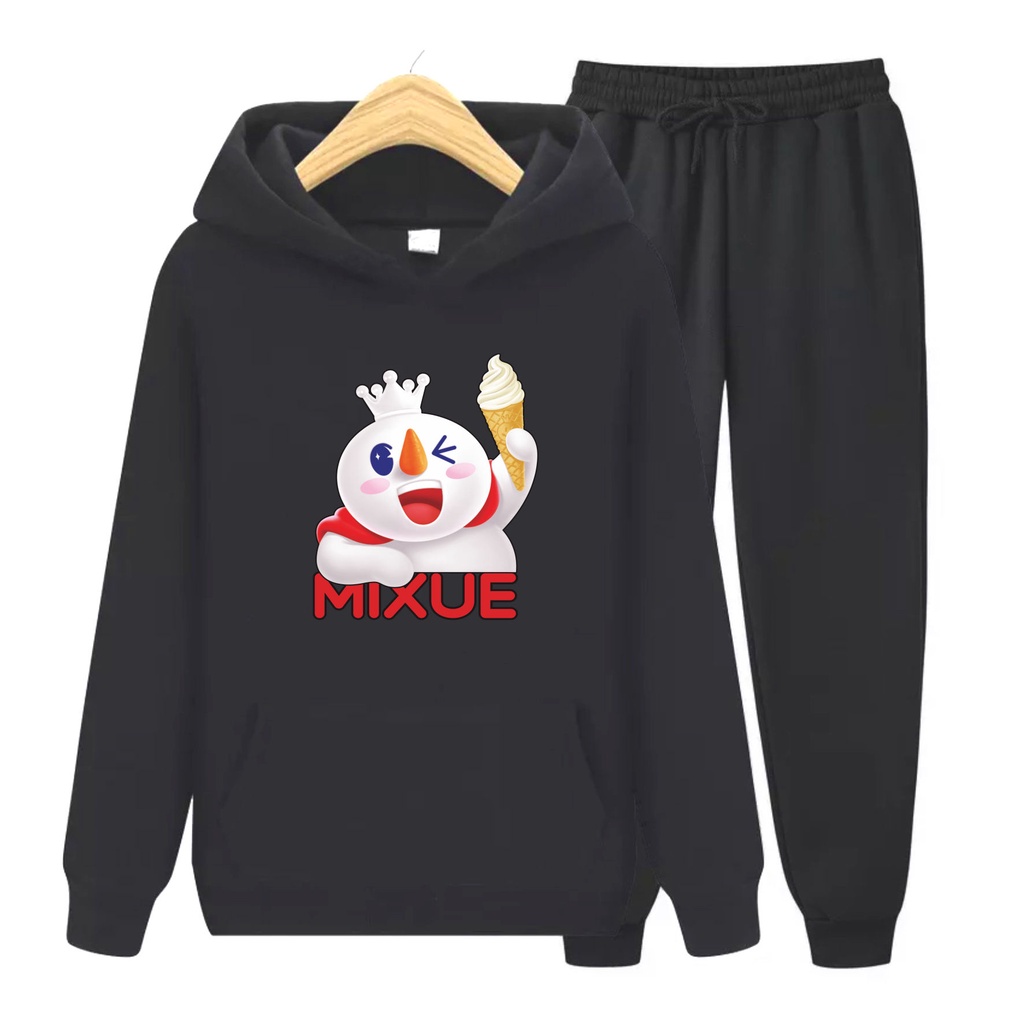 Fenisha Store MIXUE ICE CREAM VIRAL Setelan Sweater Hoodie Kupluk Anak Laki-Laki Dan Perempuan Usia 4-13+Tahun Bisa Bayar Ditempat COD