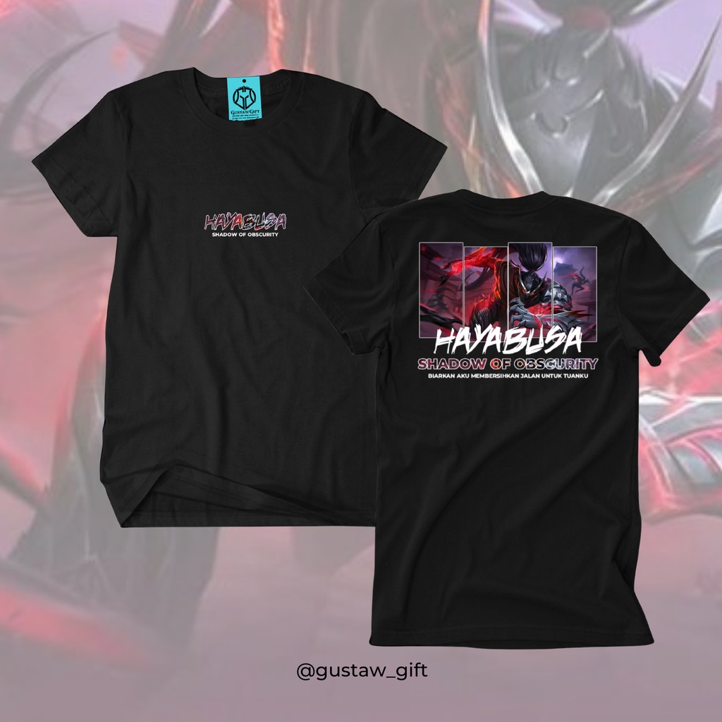GG T-Shirt HAYABUSA Epic skin Shadow Of Obscurity Mobile Legends Kaos Custom Katun Slim-fitting