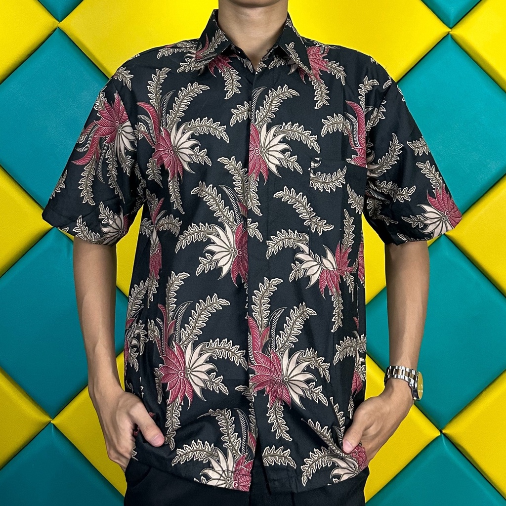 BSWART Batik HRB026 kenongo kemeja panjang anjani biru Pekalongan M L XL Batik Pria MURAH Modern Grosir