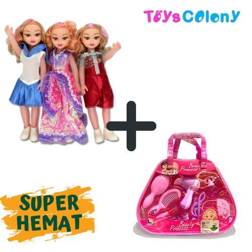 Boneka Aisyah Dan Make Up Mainan Anak Tas Set (PAKET HEMAT ISI 2)