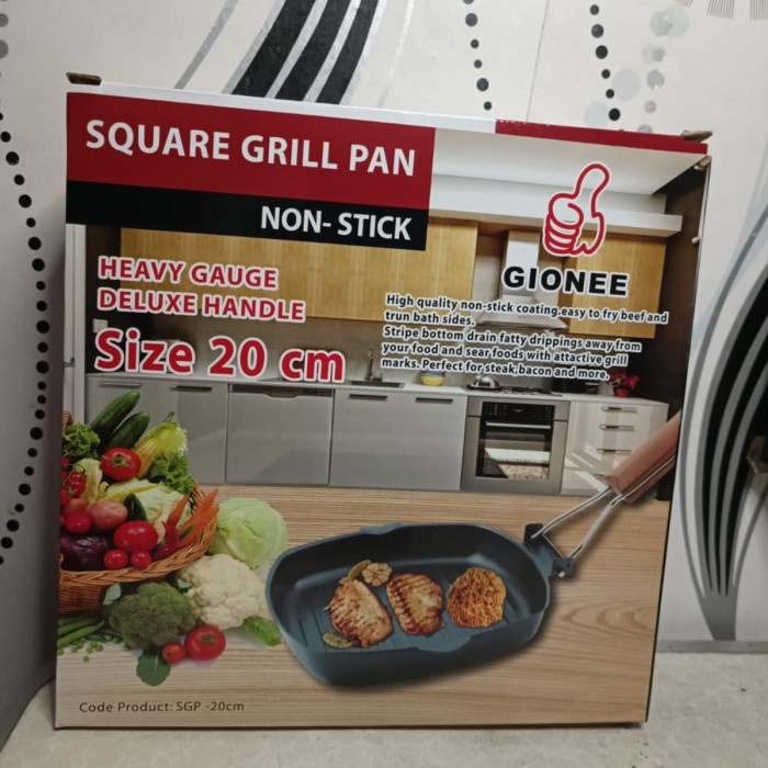 grill pan  SQUARE GRILL PAN UKURAN 20-24-28 CM WAJAN UNTUK PANGGANG ANTI LENGKET - 20 CM(L8V9) grill