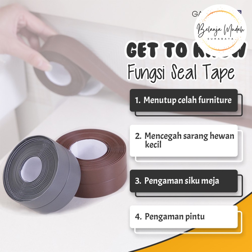 Lakban Serbaguna | Seal Tape Protection Penutup Celah Siku Wastafel Dapur Karet Pintu