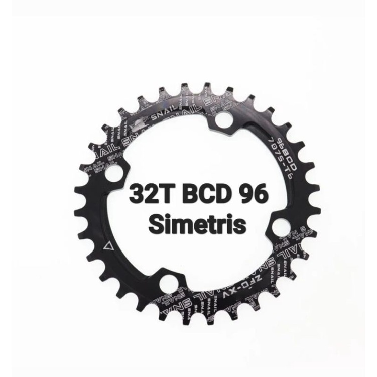 Snail Chainring 32T BCD 96 Simetris Chain ring Crank Arm Sepeda Hitam