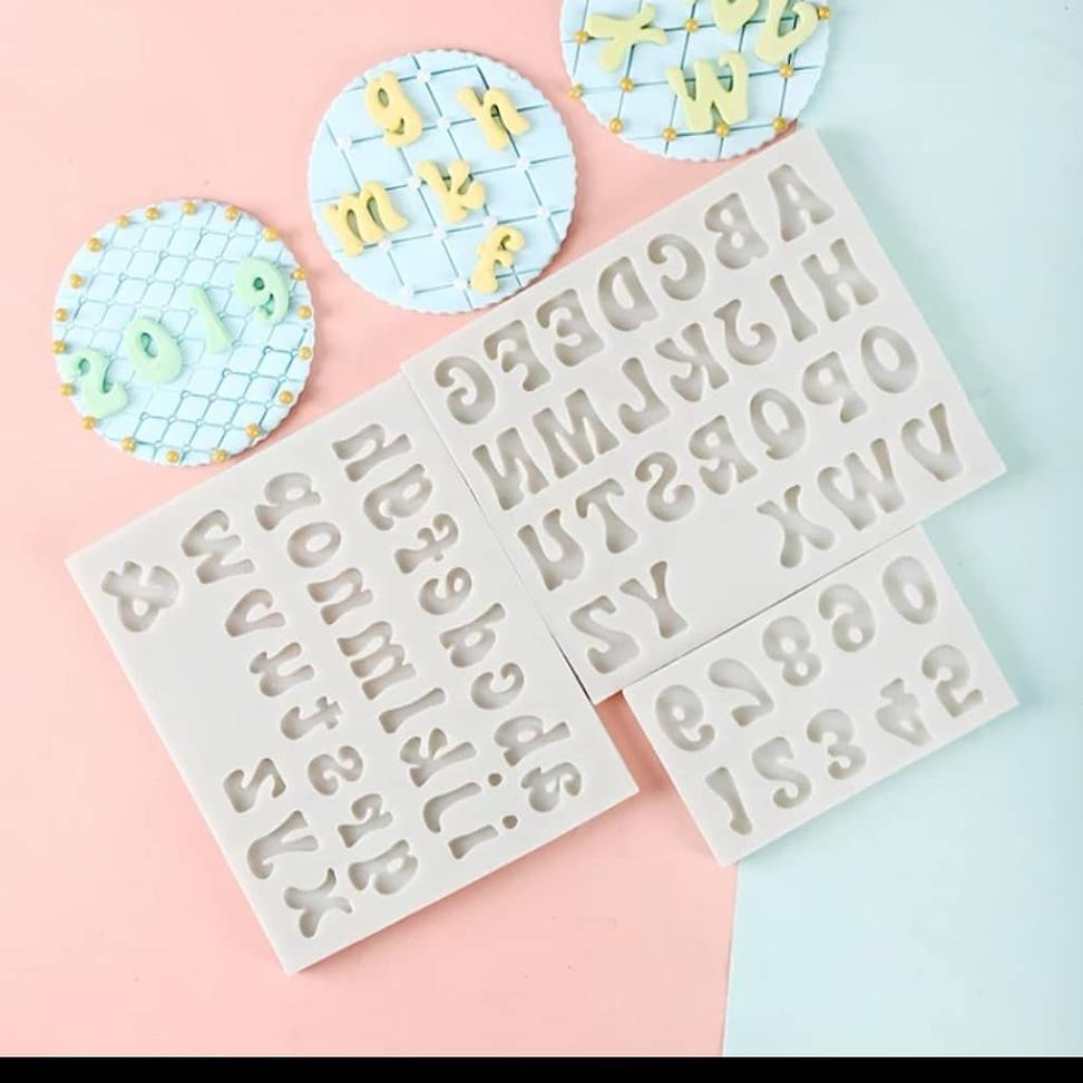 BOOMING Cetakan silikon angka huruf puding coklat huruf (isi 3 cetakan)