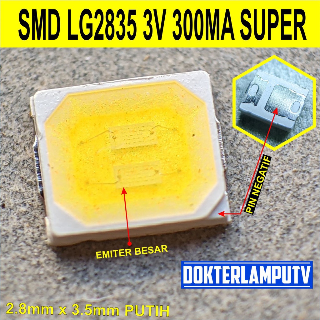 100PCS LAMPU LED SMD 2835 3V 1W 300MA PUTIH LG ESSENTIAL DOKTERLAMPUTV