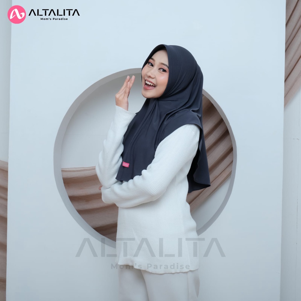 Altalita - Jilbab Bergo Hamidah Penguin Size M Hijab Instan Qaila Jersey Premium Kerudung Sport Menutup Dada Cocok Untuk Sekolah Olahraga Volly Futsal Senam dan Sehari-Hari