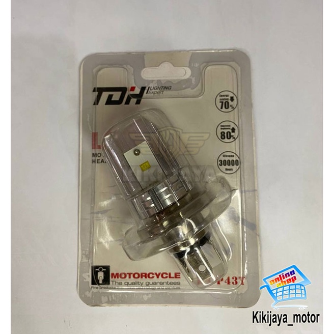 BOHLAM LAMPU DEPAN LED TDH H4 PUTIH LAMPU MOTOR