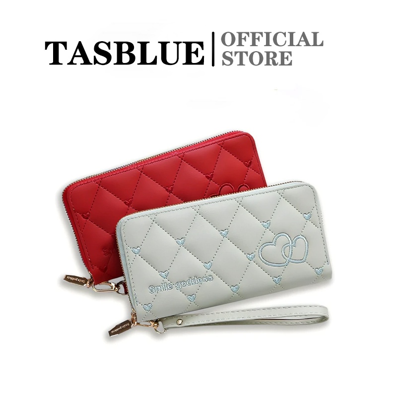 TASBLUE Dompet Panjang Impor Dompet Wanita Dompet Fashion Ritsleting Terbaru   Pola Hati Dompet Panjang Gaya Korea D305 Mode Koin Dompet Lipat Dompet Multifungsi  Dompet Wanita Impor