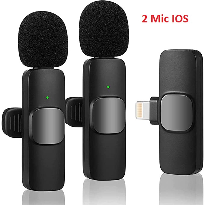 Microphone Wireless Clip On Smartphone Vlog Lavalier Mic Wireless