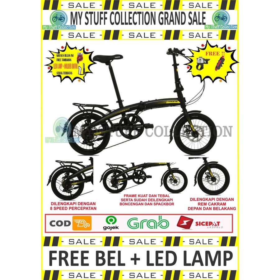 *Ready Stock* Sepeda Lipat Pacific 2980 RX tipe ht ukuran 16 inch - Kuning