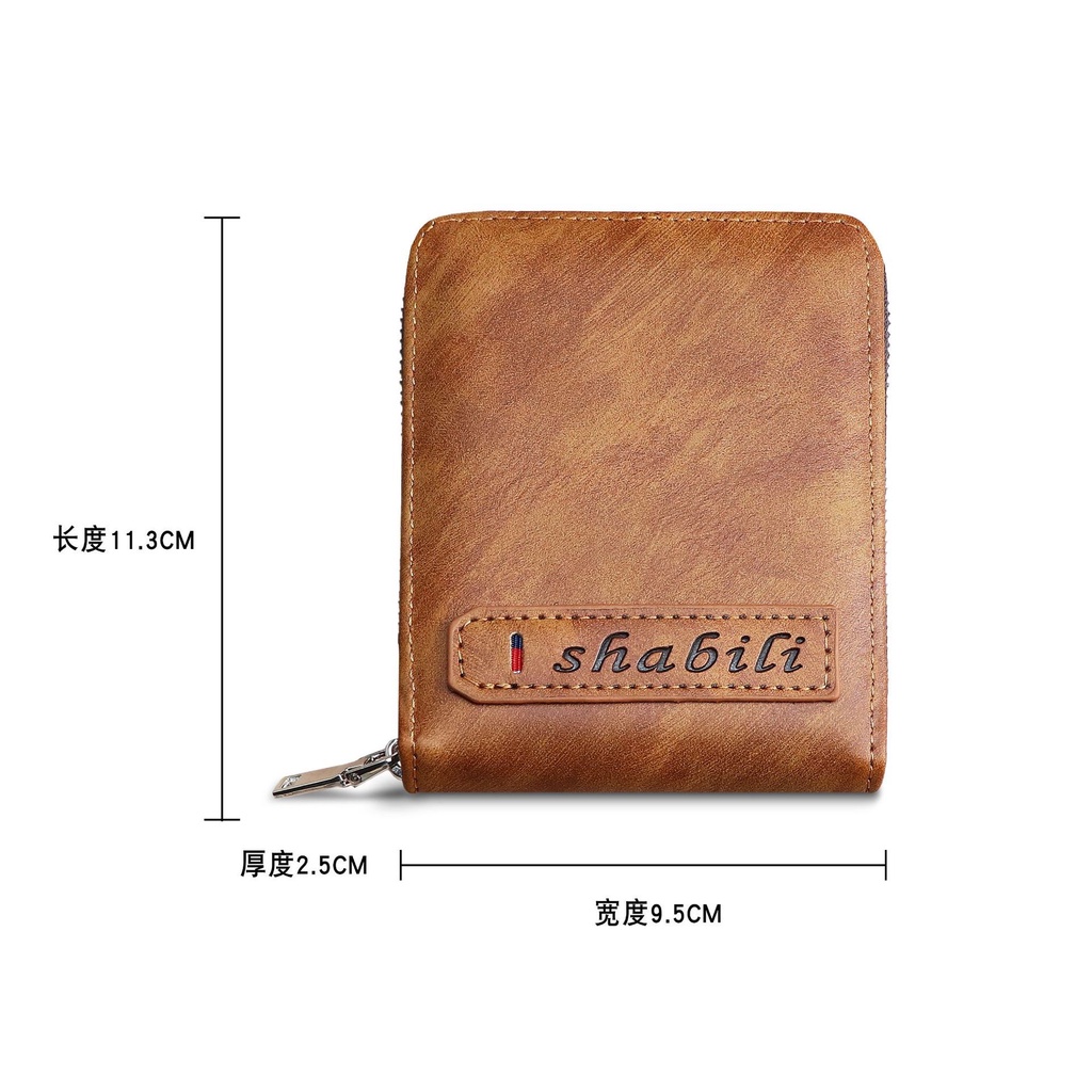 ORIGINAL IMPOR SHABILI 084 DOMPET LIPAT PRIA WANITA ZIPPER KULIT PU DENGAN TEMPAT KOIN