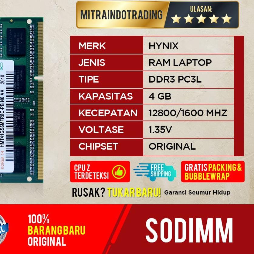 ☋ RAM HYNIX SODIMM DDR3L 4GB PC  ◌