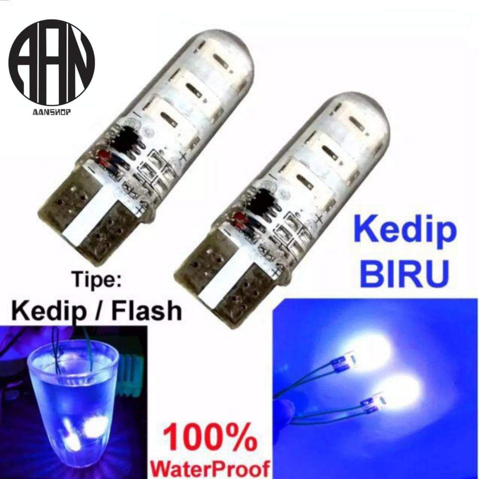 Lampu Sein LED Soket T10 Kedip Senja Biru Jely Motor
