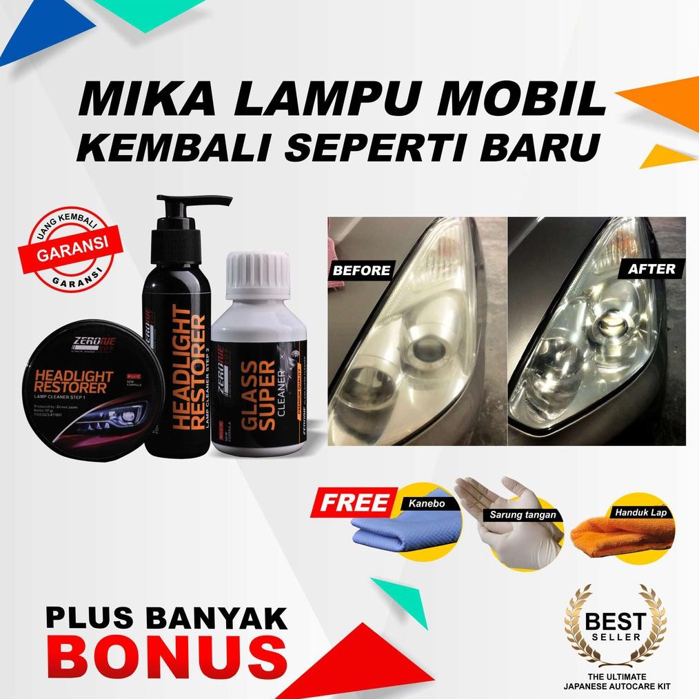 PERAWATAN MOBIL ORI TERBAIK ZERONE JAPAN PENGKILAP LAMPU HEADLAMP PEMBERSIH JAMUR KACA KERAK B 4 .