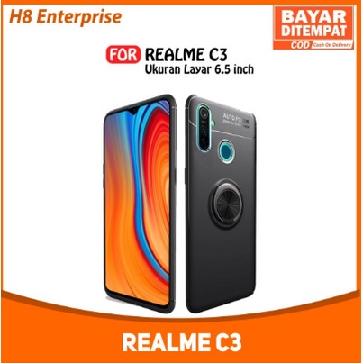 H8 Hard case i-Crystal Case Realme C3 with Belt Clip &amp; stan